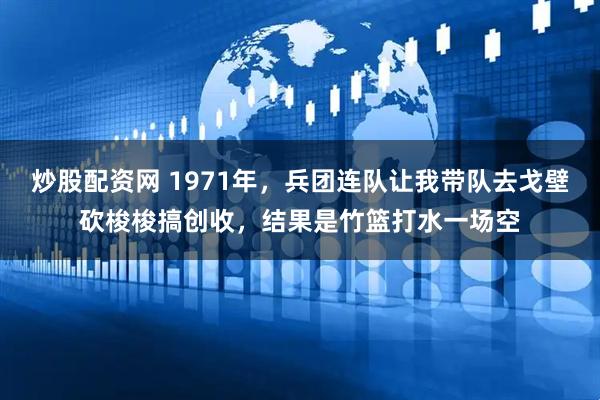 炒股配资网 1971年，兵团连队让我带队去戈壁砍梭梭搞创收，结果是竹篮打水一场空